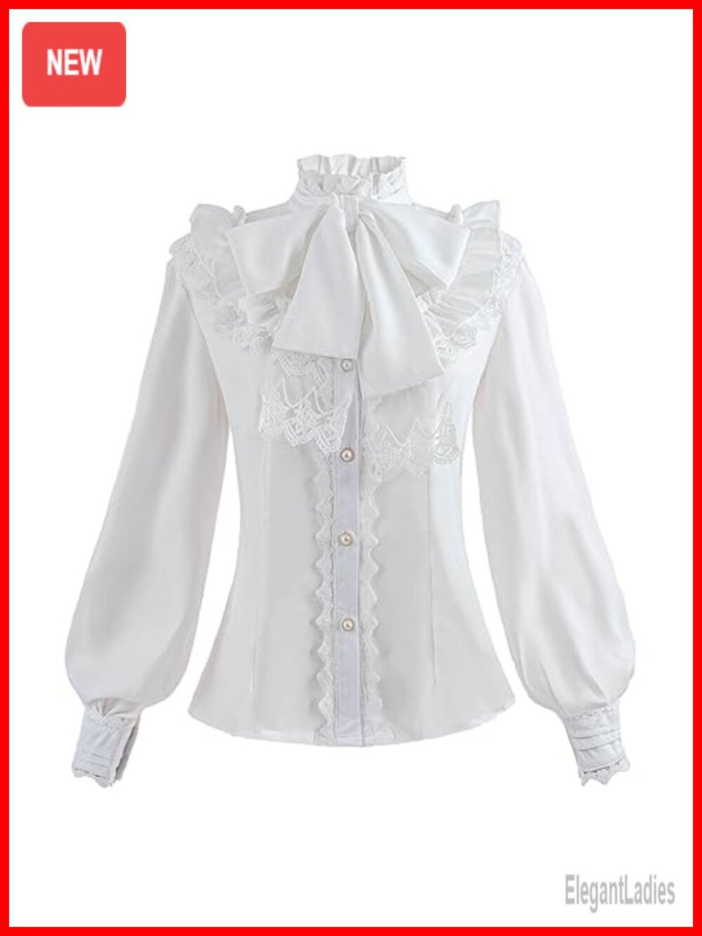 Victorian Gothic Blouse Detachable Bow Tie Ruffle Collar Steampunk Shirt
